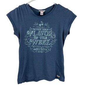 Vintage Hollister Y2K Top Tee Womens M Flavor Of The Week Blue Short Sleeve 2000